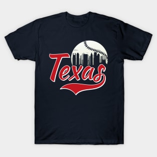 Retro Vintage Texas City Scape Baseball Game For Man Woman T-Shirt